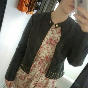 Studded faux-leather jacket